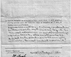CertofEmploy2 Fred Teale's Certificate of Employment received when he was demobbed in 1919. (2 of 2)