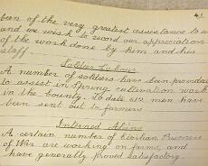 War Ag Cttee1 Extract from the minutes of the Warwick area War Agricultural Executive Committee in 1917 showing how soldiers and interned aliens were put to work on farms